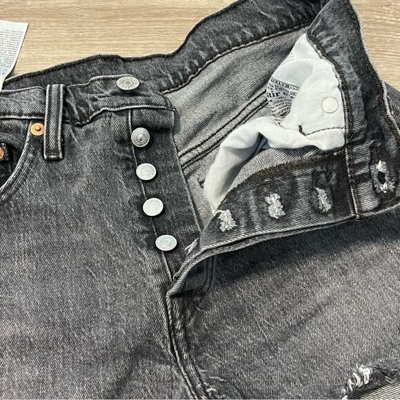 Women's Levi's 501 Charcoal Black Denim Cutoff Shorts - Picture 12 of 15